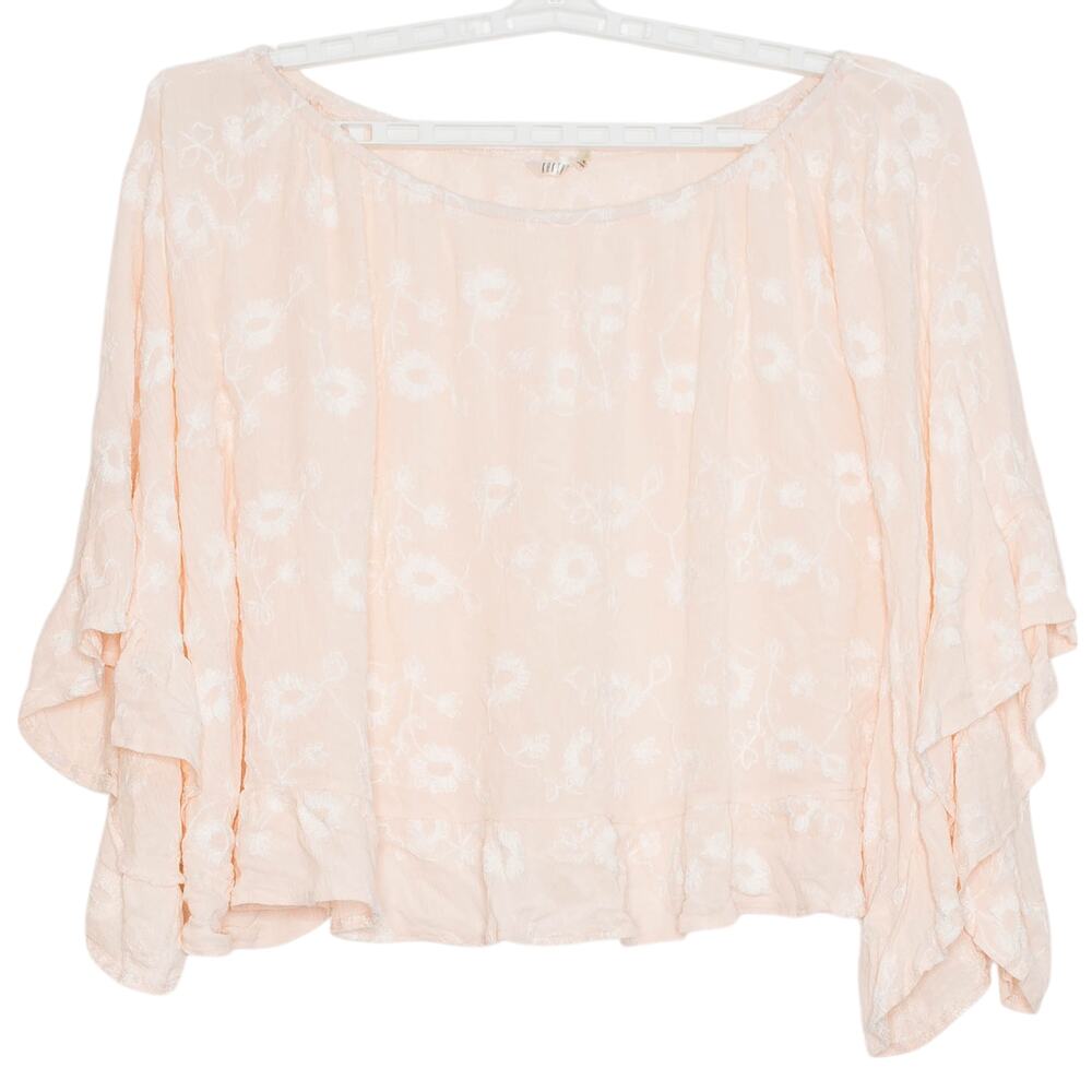 Off Shoulder Top Boho Peasant Embroidered Floral Gauze Flowy Festival Beach L/XL